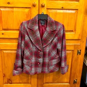 Red, gray and black and brown plaid jacket. Size 8Tribal. Western style.